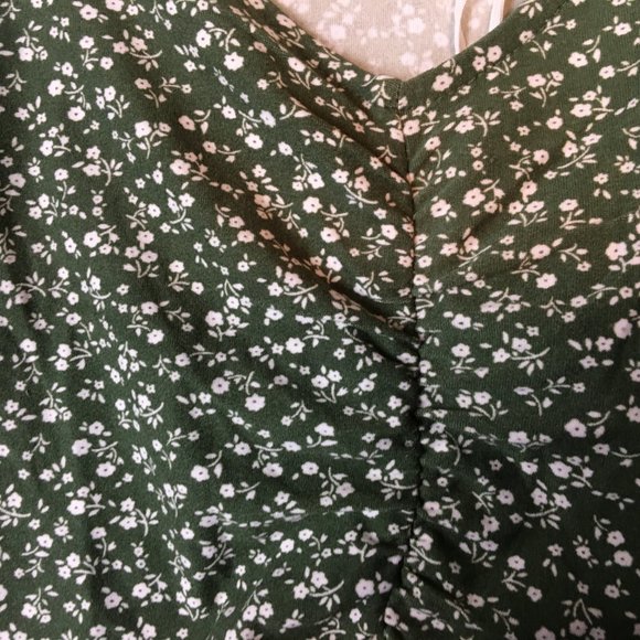No Boundaries Top XXXL 21 Boho Cottagecore Green Ditsy Floral Print Cutout Front - Picture 8 of 15
